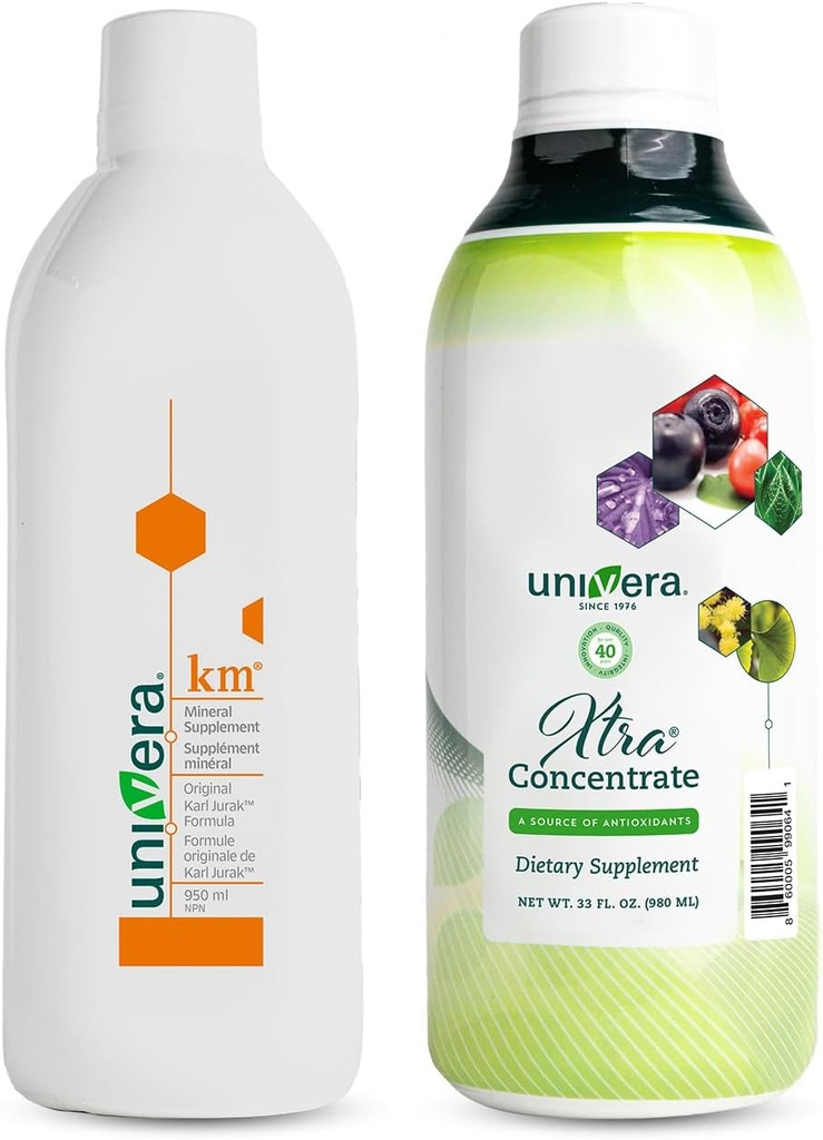 Univera Essentials Pack km, Liquid Potassium Supports Xtra Concentrate, Vitamin B Complex, Vital Energy, 15 All-Natural Ingredients, Manage Stress, Improve Joint Health, Enhanced an