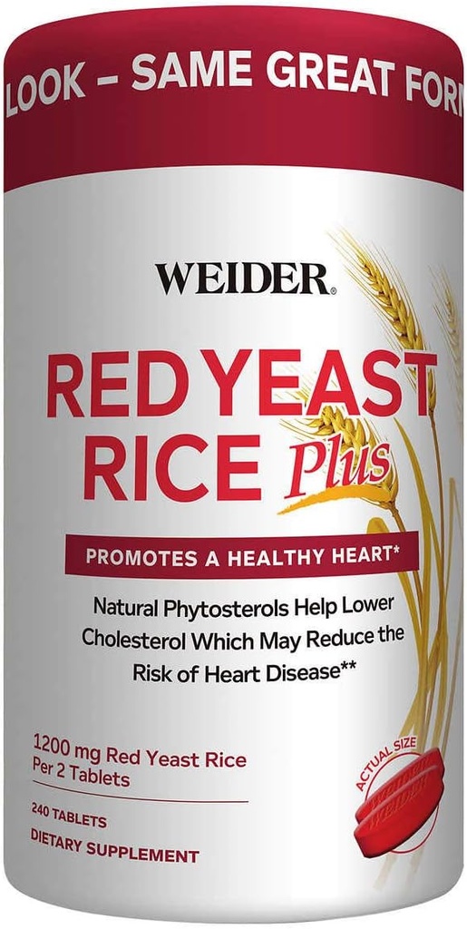 Weider Red Yeast Rice Plus 2- Pack με Φυτοστερόλες 1200 mg ανά 2 δισκία (240 δισκία X 2)