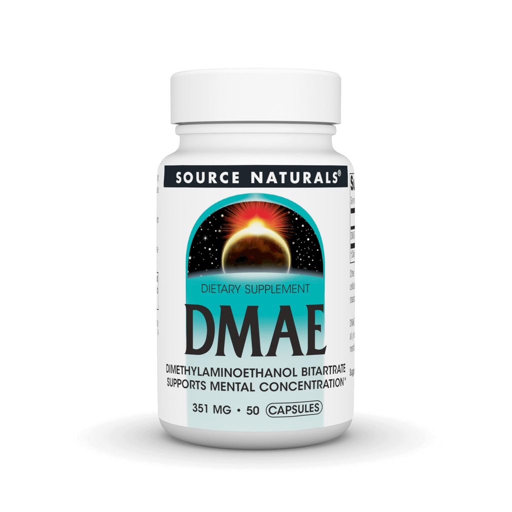 Source Naturals DMAE, Διμεθυλαμινοαιθανόλη Bitartrate - Υποστηρίζει την ψυχική συγκέντρωση - 50 κάψουλες