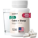 Nourished Natural - Calm + κάψουλες ύπνου για βαθιά ξεκούραση & χαλάρωση με Ashwagandha, χαμομήλι, εκχύλισμα ταρτ κεράσι, passionflower, L-theanine, & Magnesium - 60 κάψουλες