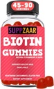 Vegan Biotin Gummies - Βιταμίνες για την ανάπτυξη των μαλλιών για γυναίκες & άνδρες - Δέρμα μαλλιών και νύχια Βιταμίνες - Φράουλα Γεύσεις Gummy Βιταμίνες - Μη ΓΤΟ, Ζελατίνη & Γλουτένη-ελεύθερο, 90 Gummies - SUPZAAR