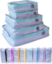 MUMI Packing Cubes – 5-Piece Compression Packing Cubes for Travel, Luggage Organizers for Suitcases, Carry-On Bags, Backpacks, and Duffel Bags – Space-Saving Travel Essentials - Aqua