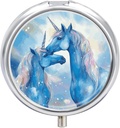 Round Pill Case 3 Διαμέρισμα Blue Horse Love Pill Box Mini Medicine Pill Organizer Portable Travel Pillbox για Pocket Purse Metal Pill Till Container για Βιταμίνες Fish Oil συμπληρώματα