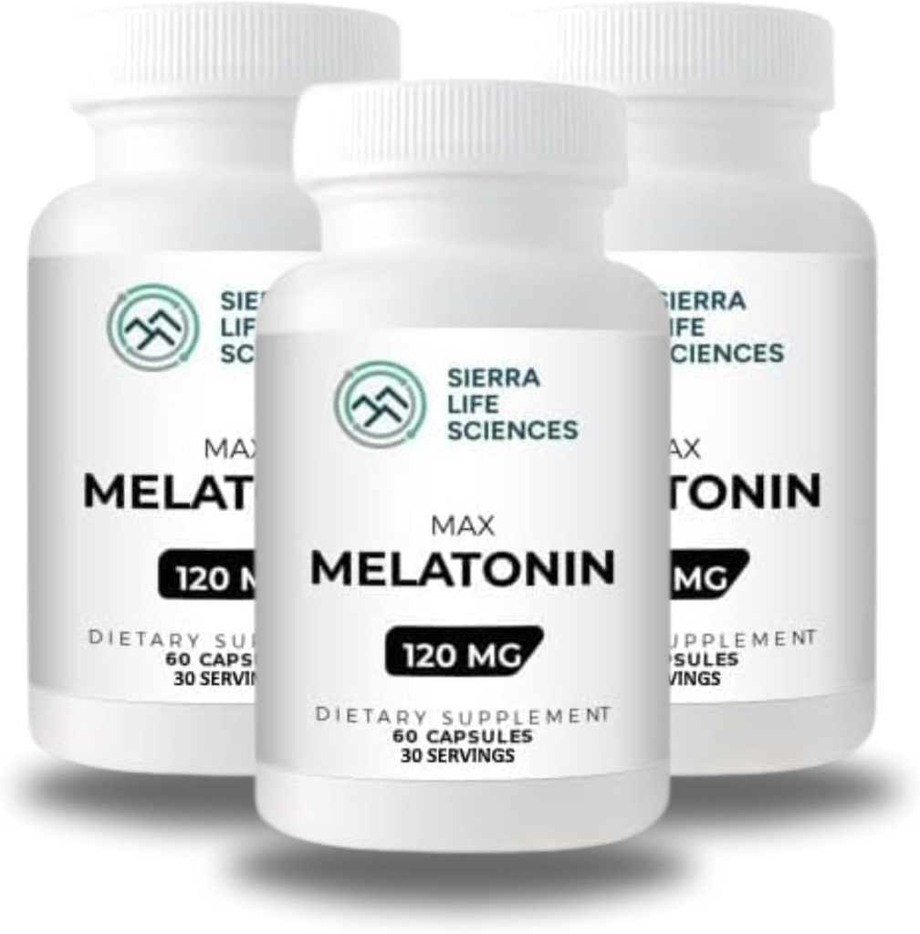 120 mg Υψηλή δοσολογία Μελατονίνη Max σε κάψουλες Easy- to-Swallow - 30 εξυπηρετήσεις (πακέτο των 3)