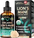Lions Mane Liquid - USDA Certified Organic Lions Mane Supplement - Υποστήριξη εγκεφάλου, ενέργεια, μνήμη και εστίαση - Ζάχαρη & Αλκοόλ-ελεύθερο Muse Mushroom Extract 72,000 mg / μπουκάλι, 2 FL OZ, 2 Μήνες προσφοράς