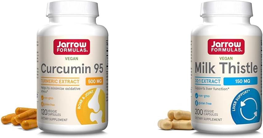 Jarow Formulas Curcumin 95 500mg - Μέχρι 120 Σερβιέτες (Veggie Caps) & Γαϊδουράγκαθο γάλακτος 150 mg με 30:1 Standardized Silymarin Extract