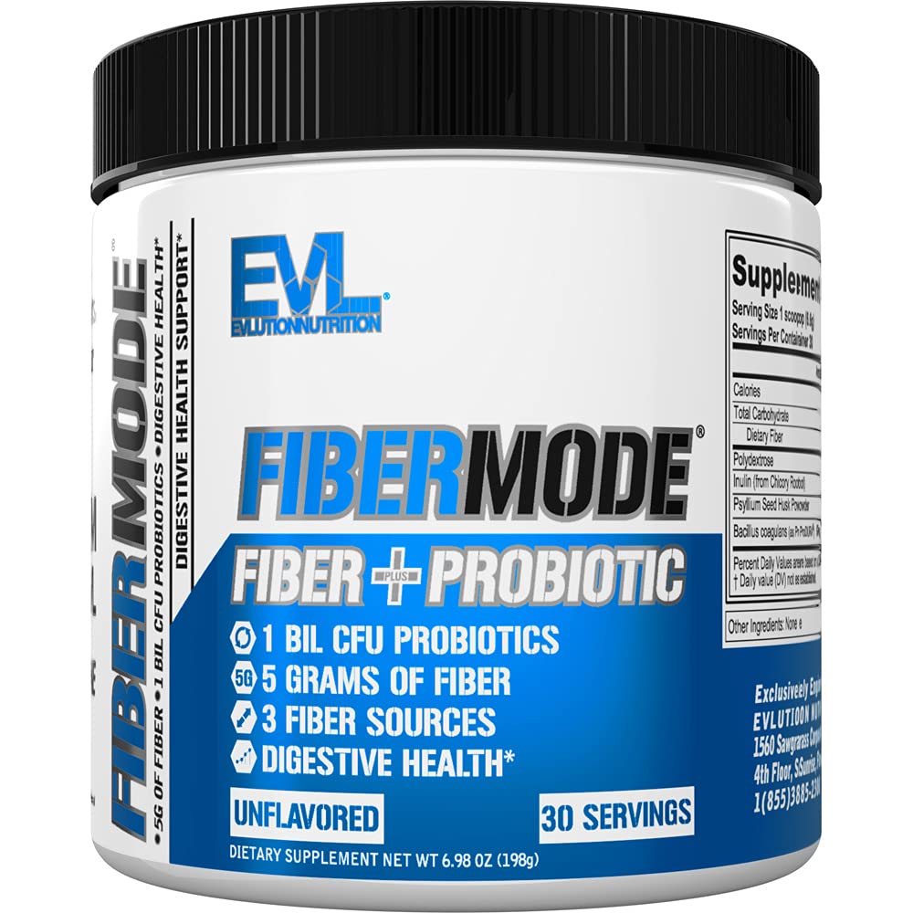 Διατροφή Evlution FiberMode - Ίνες + Probiotic Powder - Digestive Health & Immune Support - 1bil CFU Probiotics + 5g Fiber - Χωρίς γλουτένη & Vegan - Χωρίς γεύση - Συμπλήρωμα διατροφής - 30 Σερβιέτες