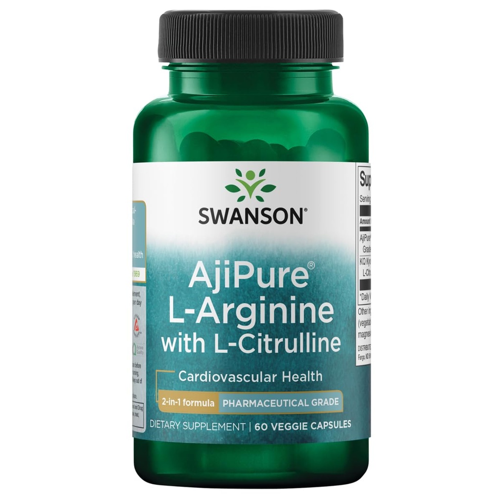 Swanson Amino Acid Ajipure L-αργινίνη με L- Citrulline 60 Veg Κάψουλες