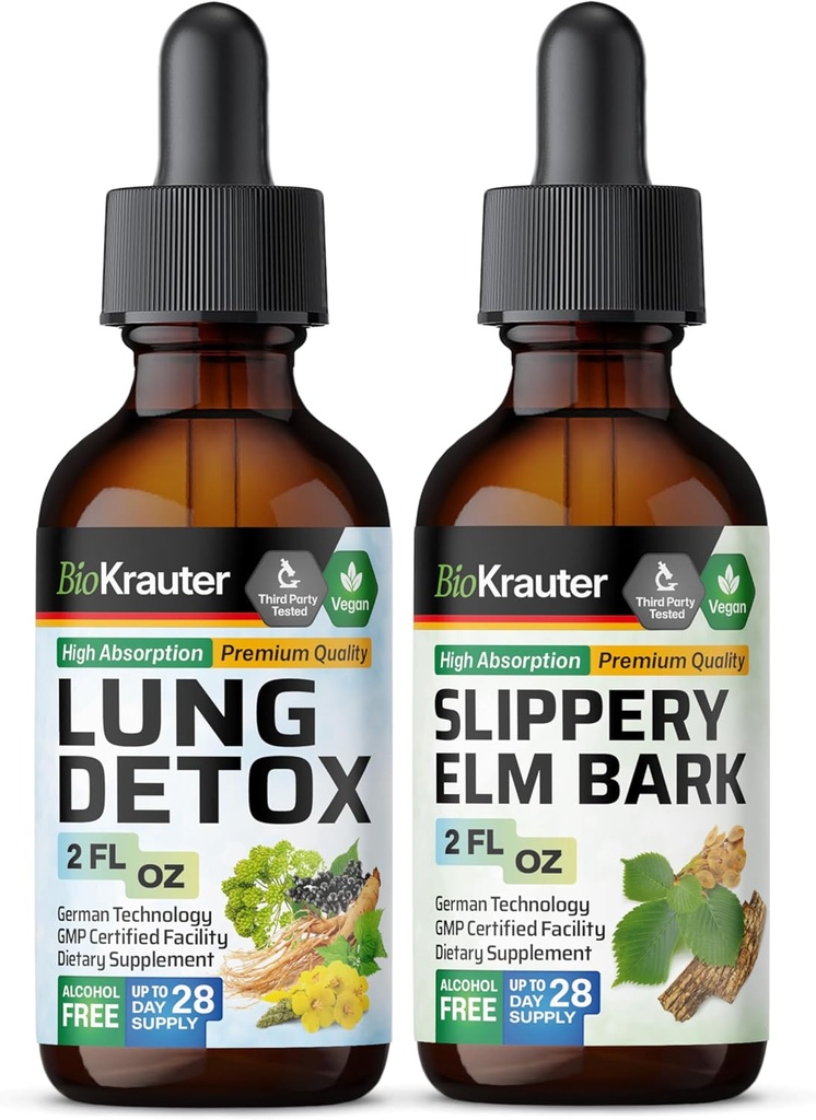 BIO KRAUTER Lung Detox Βάμμα 2 Fl. Oz. & Slippery Elm Βάμμα 2 Fl. Oz.