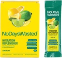 No Days Wasted Hydration Replenisher 15 Count - Electrolyte Powder Drink Mix - Lemon Lime - Sodium and Potassium for Rehydrating Plus Vitamins for Support (15 Count)