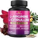 BMVINVOL L Arginine L Citrulline Supplement Plus Beet Root, Moringa, Olive, Κόκκινο Σπανάκι για Υποστήριξη Καθημερινά - 90 Κάψουλες