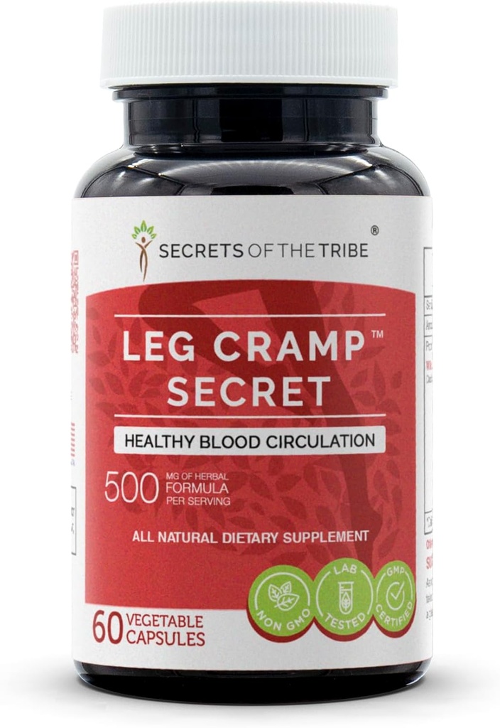 Leg Cramp Secret 60 Κάψουλες, 500 mg, Original Quinine Formula, Cinchona Bark. Υγιής κυκλοφορία του αίματος (60 κάψουλες)