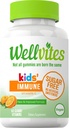 Wellvites Sugar Free Kids Immune Daily Gummy Vitamins - Vegan, Non-GMO - Βιταμίνη C Gummies for Kids Immune Support, No Artificial Sweeteners, Gluten-free, Gelatin-free, 60 Count (30 Day Supply)