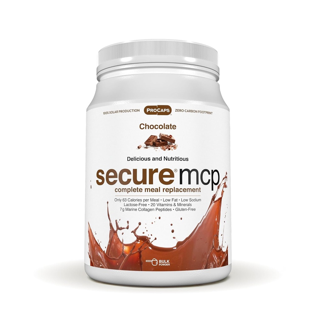 ANDREW LESSMAN Secure MCP Complete Meal Replacement - Σοκολάτα 30 Σερβιτόρες - Μόνο 63 θερμίδες, χαμηλής πυκνότητας, 7 Grams Marine Collagen Peptides, Προωθεί Radiant Smooth Soft Skin, Άνετη αρθρώσεις