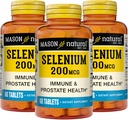 MASON NATURAL Selenium 200 mcg - Συμπλήρωμα Αντιοξειδωτικών για την Ανοσολογική Υποστήριξη & την Υγεία του Προστάτη, Ουσιαστικό Ορυκτό Ίχνη, 60 Δισκία (Pack of 3)