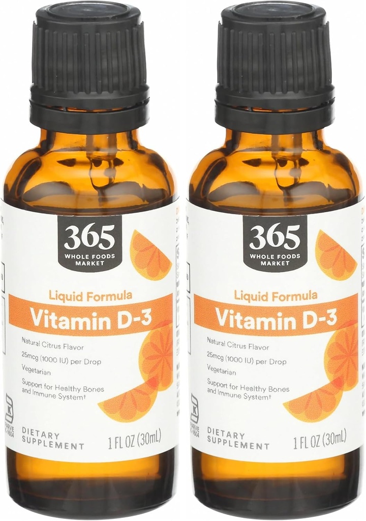 365 από το Whole Foods Market, Vitamin D3 Citrus, 1 Fl Oz (πακέτο του 2)