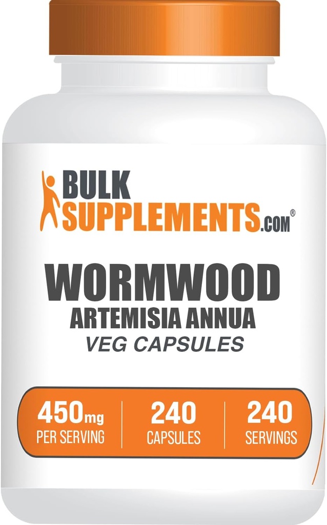 BulkSupplements.com Wormwood Extract Capsules - Wormwood Supplement, from Artemisia Annua Leaf, Gluten Free, 1 Capsule per Serving, 240 Veg Capsles (Pack of 1)
