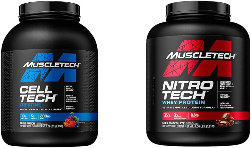 MuscleTech Creatine Monohydrate Powder Cell-Tech Creatine Powder & n Powder Nitro-Tech Whey Protein Isolate & Peptides 