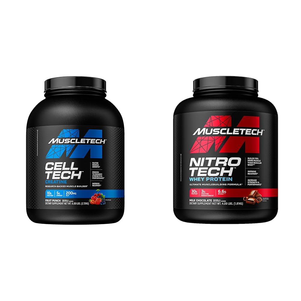 MuscleTech Creatine Monohydrate Powder Cell-Tech Creatine Powder & n Powder Nitro-Tech Whey Protein Isolate & Peptides 