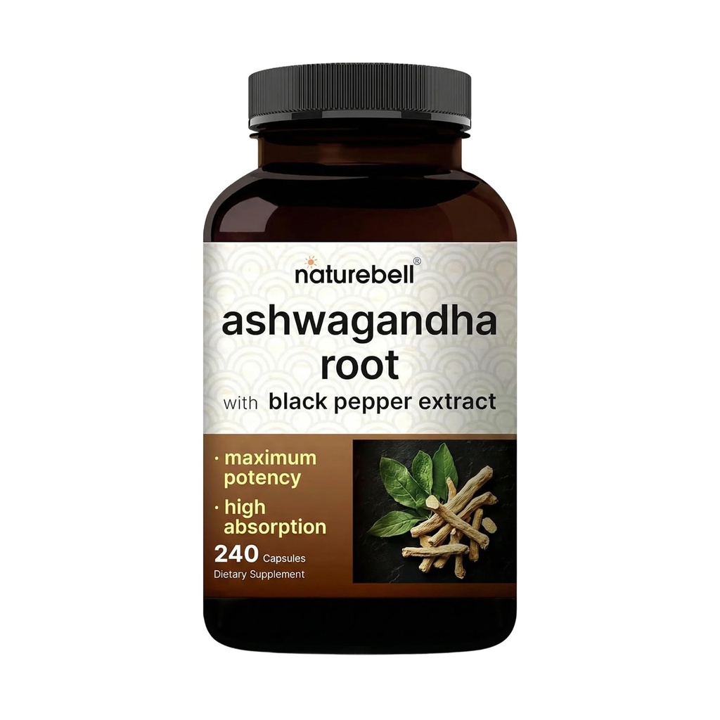 NatureBell Ashwagandha με Μαύρο Πιπέρι, 240 κάψουλες 