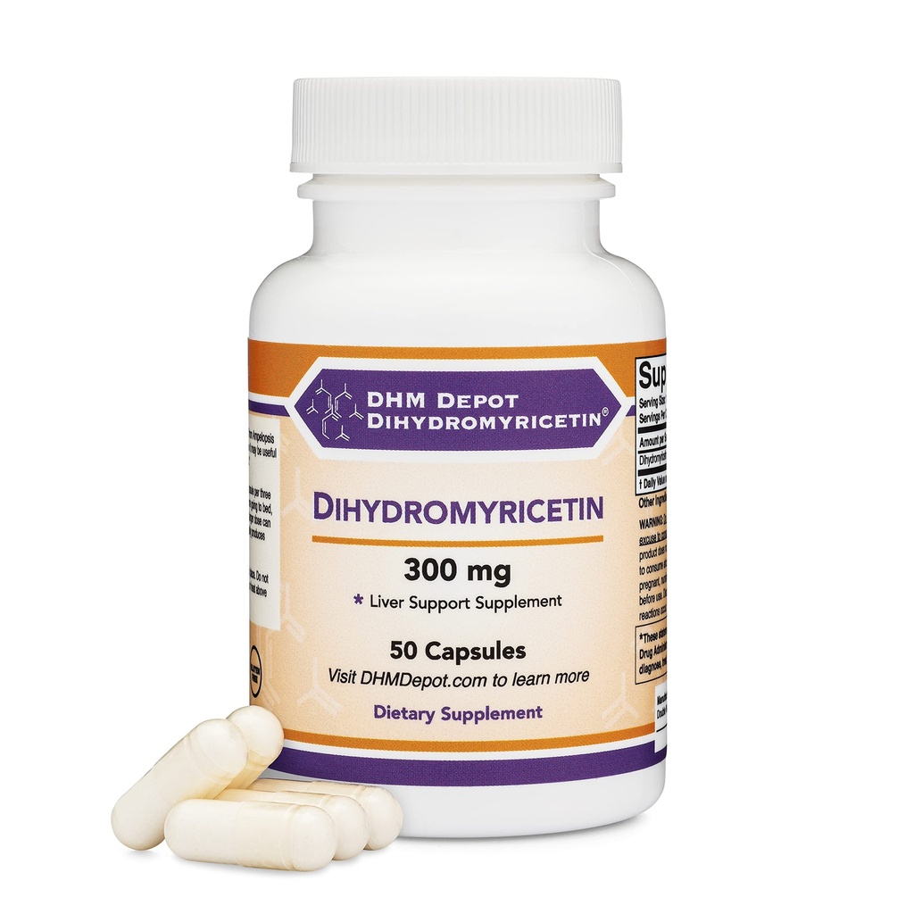 Dihydromyricetin (DHM) 50 κάψουλες, 300mg, συμπλήρωμα υποστήριξης ήπατος (Τρίτο μέρος δοκιμαστεί) (DHM Depot) Μη ΓΤΟ, Χωρίς γλουτένη (Liver Cleanse Detox & Επισκευή) από διπλό ξύλο