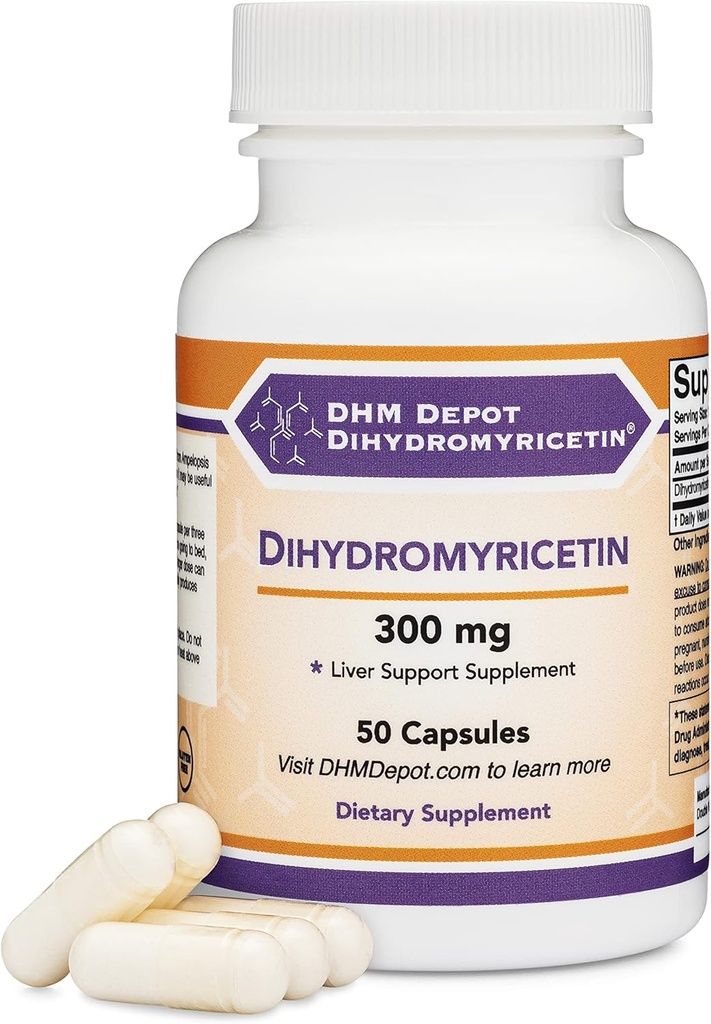 Dihydromyricetin (DHM) 50 Capsules, 300mg, Liver Support Supplement (Third Party Tested)(DHM Depot) Non GMO, Gluten Free (Liver Cleanse Detox & Repair) by Double Wood