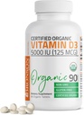 Bronson Βιταμίνη D3 5000 IU Certified Organic Vitamin D Supplement, Μη ΓΤΟ, USDA Certified, 90 δισκία