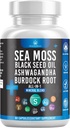 Silicon Sea Moss Μαύρο πετρέλαιο σπόρων Ashwagandha Bladderwrack Burdock - 60 κόμης