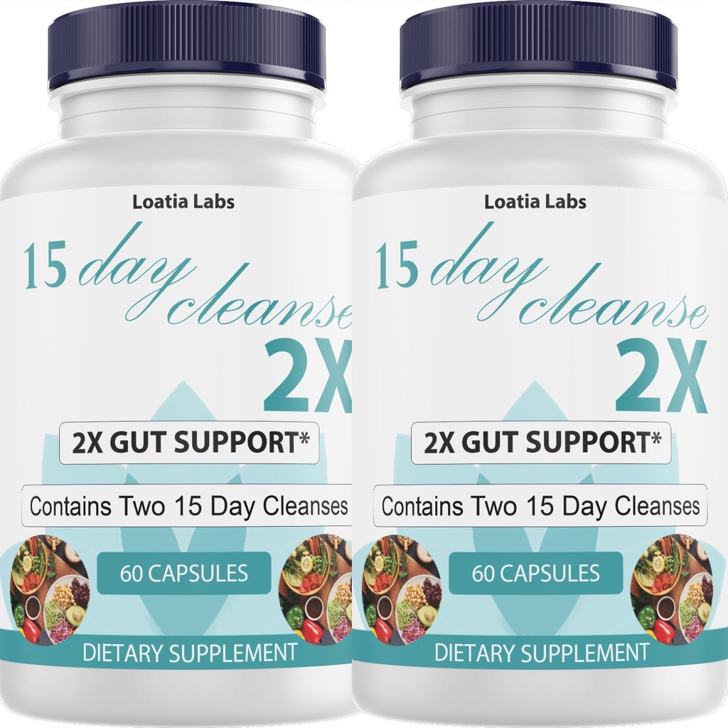 15 Ημέρα Καθαρίστε 2X - Διπλή Gut & Colon Υποστήριξη - Advanced Gut Cleanse Detox για γυναίκες & άνδρες με Alfalfa, Cascara Sagrada, Probiotics & Psyllium Husk - Μη-GMO - Κατασκευάζονται στις ΗΠΑ - 60 κάψουλες (2 μπουκάλια)