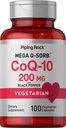 Piping Rock CoQ10 200mg Capsules | 100 Pills | with Black Pepper Extract | Coenzyme Q10 Supplement for Women and Men | Vegetarian, Non-GMO, Gluten Free