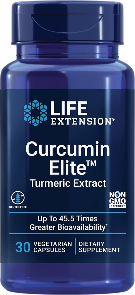 Life Extension Curcumin EliteTM Turmeric Extract, 500 mg, curcuminoids, turmerones, Fenugreek, Inflammation Health Support, Heart & Immune Support, Gluten-free, Non-GMO, Vegetarian, 30 κάψουλες