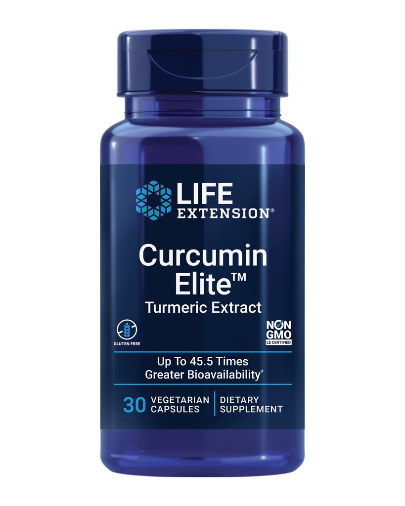 Life Extension Curcumin EliteTM Turmeric Extract, 500 mg, curcuminoids, turmerones, Fenugreek, Inflammation Health Support, Heart & Immune Support, Gluten-free, Non-GMO, Vegetarian, 30 κάψουλες