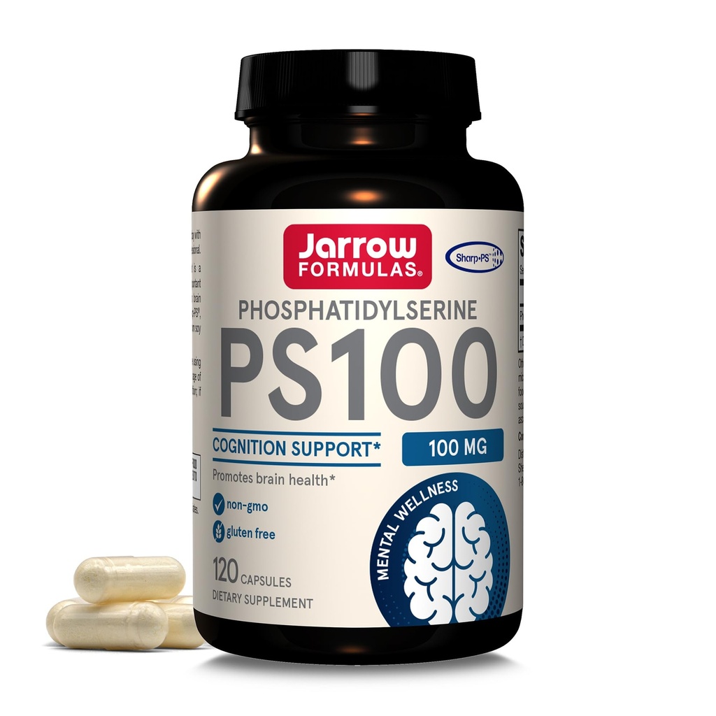 Jarrow Formulas PS100 Phosphatidylserine 100mg, Dietary Supplement for Brain Health and Cognitive Function Support, 120 Capsules, Up to a 120 Day Supply