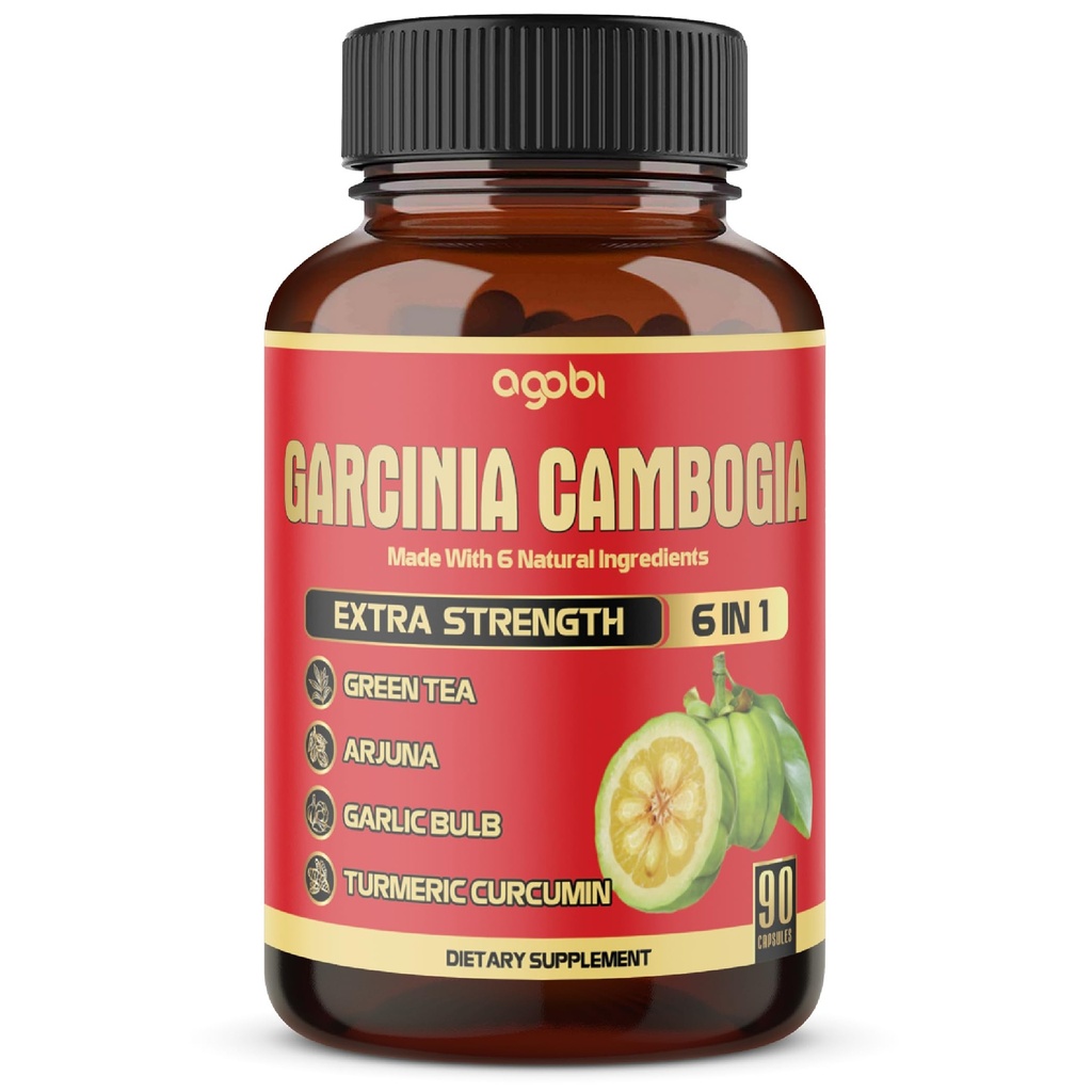 Αγνή κάψουλες Garcinia Cambogia - 6in1 με πράσινο τσάι, Arjuna, σκόρδο, κουρκουμά & μαύρο πιπέρι - 90 κόμητες