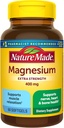 Nature Made Magnesium Oxide 400 mg Softgels, Extra Strength Magnesium Συμπληρώματα για άνδρες και γυναίκες, Υποστήριξη για τους μυς, τα νεύρα, τα οστά και την καρδιά, 60 ημέρες προσφοράς