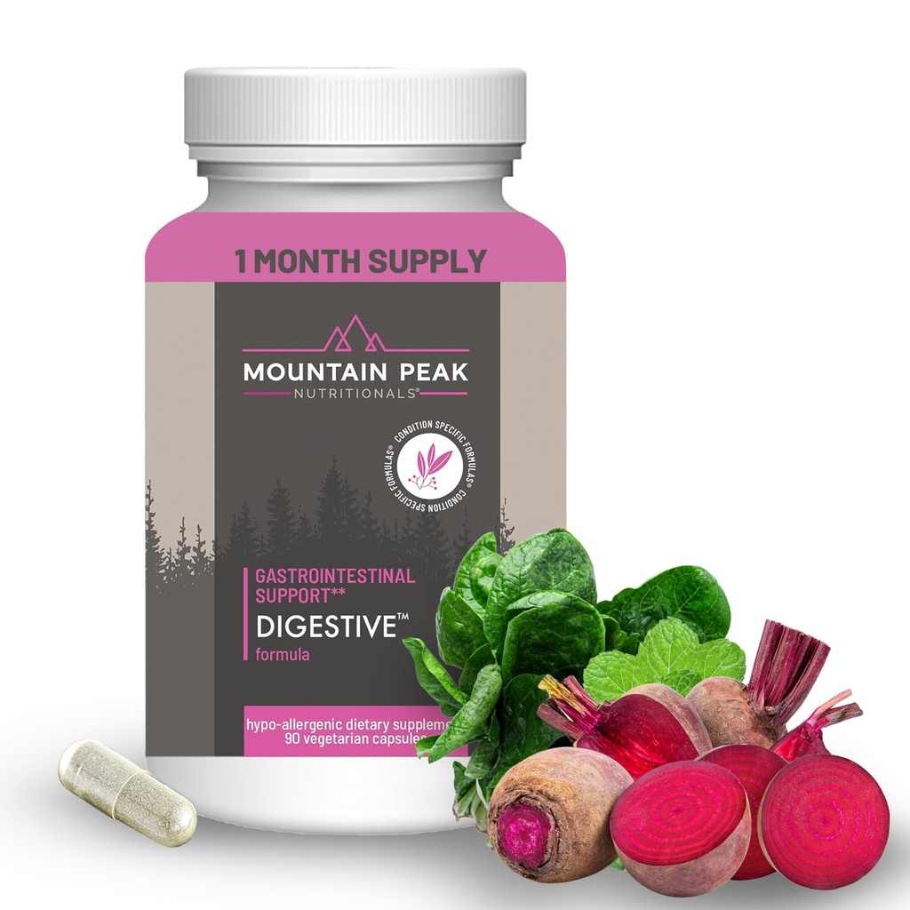 Mountain Peak Nutritionals Digestive Enzymes & Probiotics for Gut Health & Bloating Relief - Advanced Digestion Supplement w/ 12-Strain Probiotic Blend & Betaine HCl (90 Vegetarian Capsules)