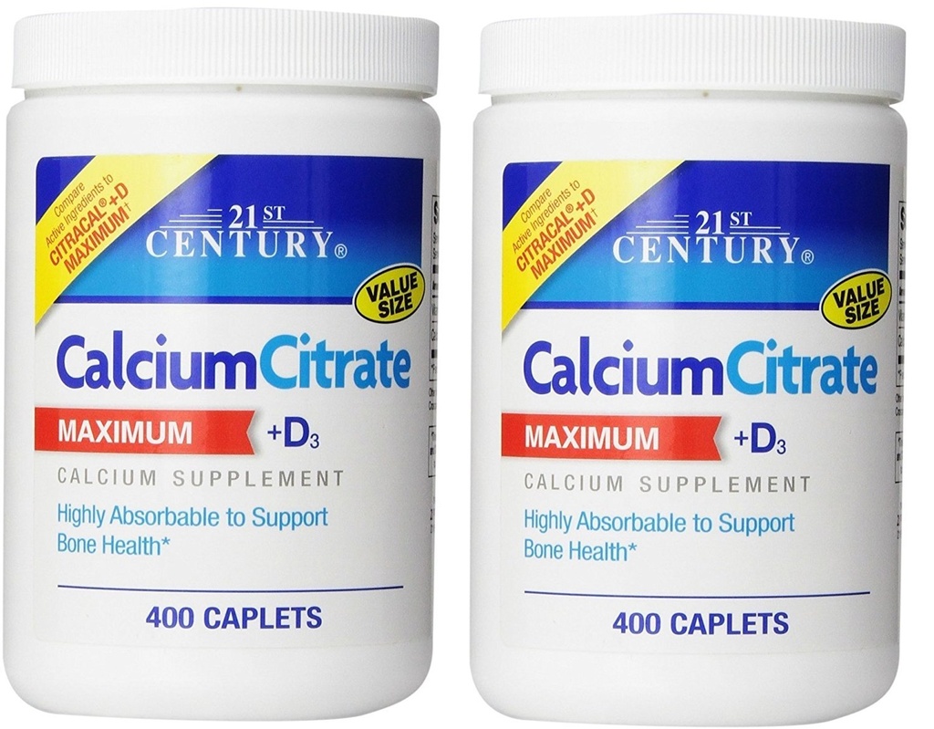 21ος αιώνας Citrate ασβέστιο Plus D μέγιστο Caplets, 400 Count (πακέτο του 2)
