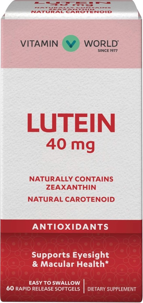 Βιταμίνη World Lutein 40mg 60 Rapid Release Softgels, Υγεία των ματιών, Όραμα, Αντιοξειδωτικό