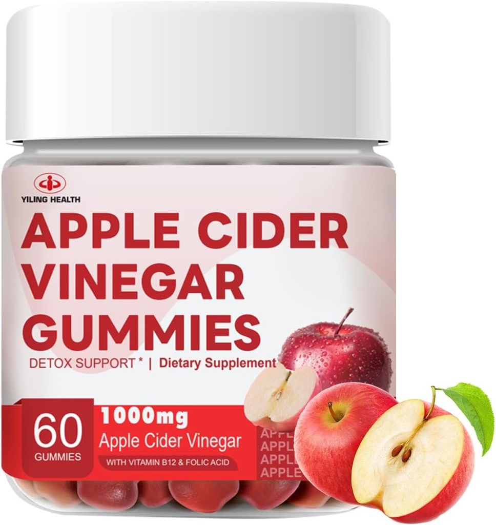 YiLing Βελτιωμένο Sour-Sweet Γεύση Μηλίτη Ξύδι Ξύδι - 1000mg -Σχηματίζεται για την υποστήριξη της ανοσοποιητικής υγείας Κανονική Ενέργεια Επίπεδα & Ουλές Υγεία- Apple Γεύσεις Εμπλουτισμένο B12 / B6 / Beetroot