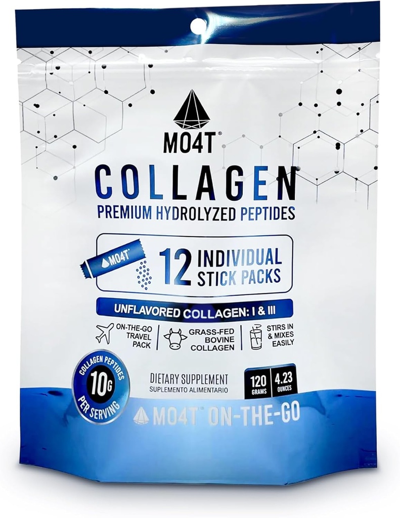 Hydrolyzed Collagen Peptides - Collagen Travel Packets - Grass-Fed- Unflavored,-Portable Collagen Powder for Joints, Hair, Skin & Nails -12 Σακάκια - Collagen Stick Packs