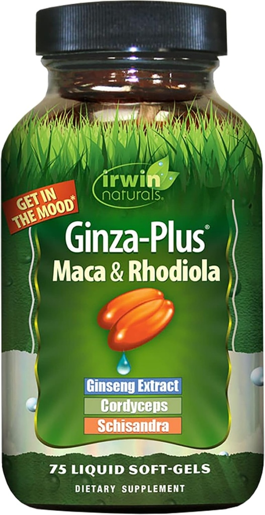 Irwin Naturals Ginza Plus Αντοχή, ενέργεια, συμπλήρωμα διατροφής ισορροπίας Liquid Gel Caps, 75-Count μπουκάλι
