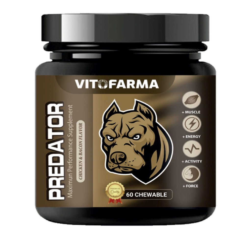 Predator Muscle Builder Μασώμενα δισκία για σκύλους - συμπλήρωμα σκύλου σκύλου σκύλου για μυϊκή αύξηση - 60 καρτέλες