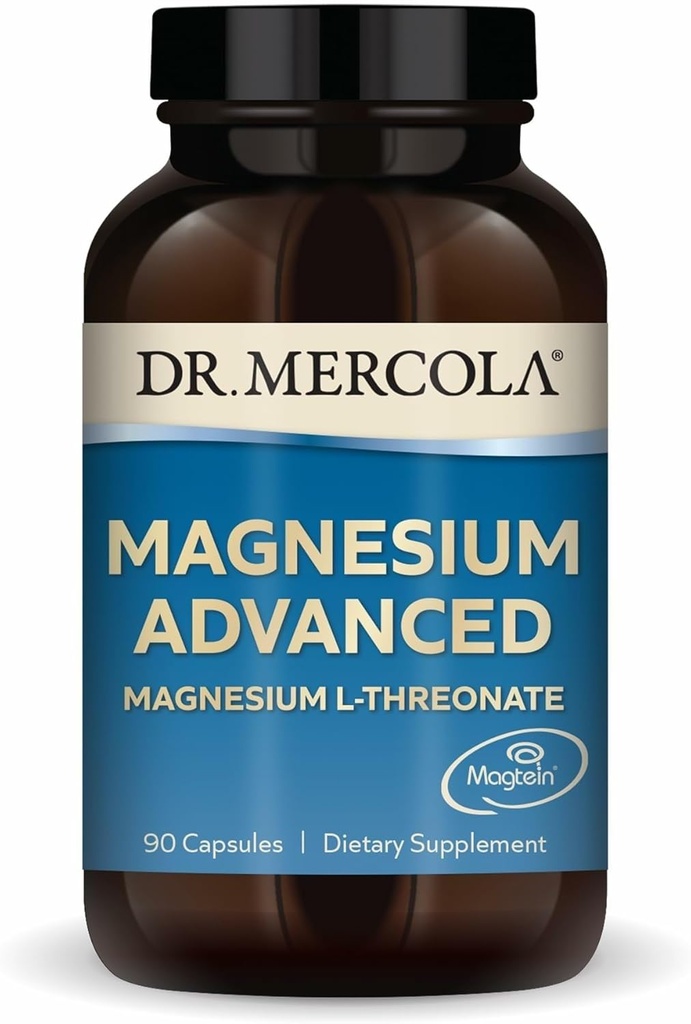Dr. Mercola Magnesium Advanced - Υποστηρίζει την υγεία των οστών, των αρθρώσεων και του εγκεφάλου - Συμβάλλει σε πιο ξεκούραστο ύπνο - μη ΓΤΟ, χωρίς γλουτένη & χωρίς σόγια - 90 κάψουλες (30 σερβίτσια)