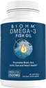 BIOHM Omega-3 Fish Oil (2500mg, 60 Softgels) High Potency 860mg EPA & 630mg DHA, Omega 3 Fatty Acid Supplements to Support Brain, Joint, Eye, Liver & Gut Health, Sustainably Sourced