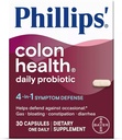 Υγεία του παχέος εντέρου Phillips' Daily Probiotic Κάψουλες, 4-σε-1 Άμυνα Συμπτωμάτων για να βοηθήσει στην άμυνα ενάντια Occasional Gas, Bloating, δυσκοιλιότητα, και Diarrhea, ημερήσιο συμπλήρωμα, 30 Count