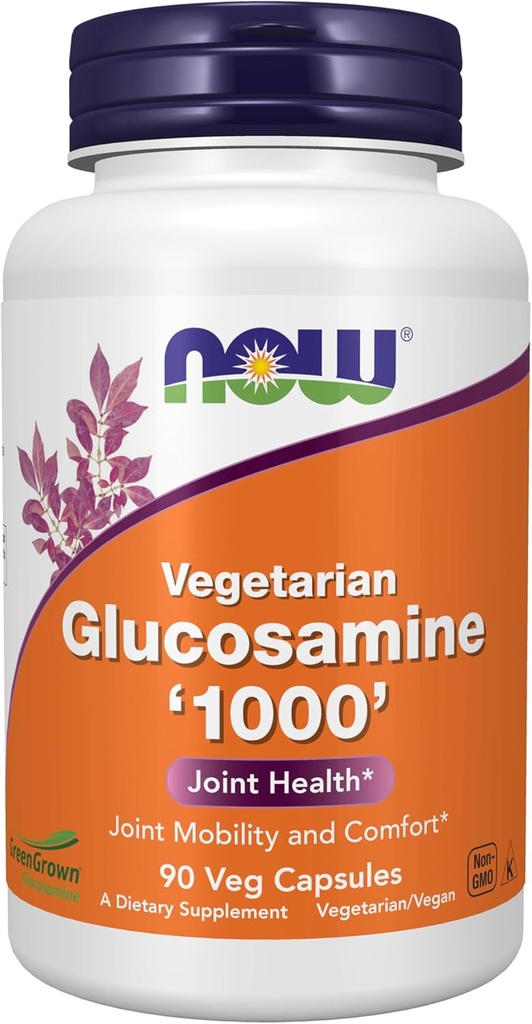 NOW Συμπληρώματα Τροφίμων, Γλυκοσαμίνη '1000' (GreenGrown® Glucosamine), χορτοφαγικά, 90 κάψουλες Veg
