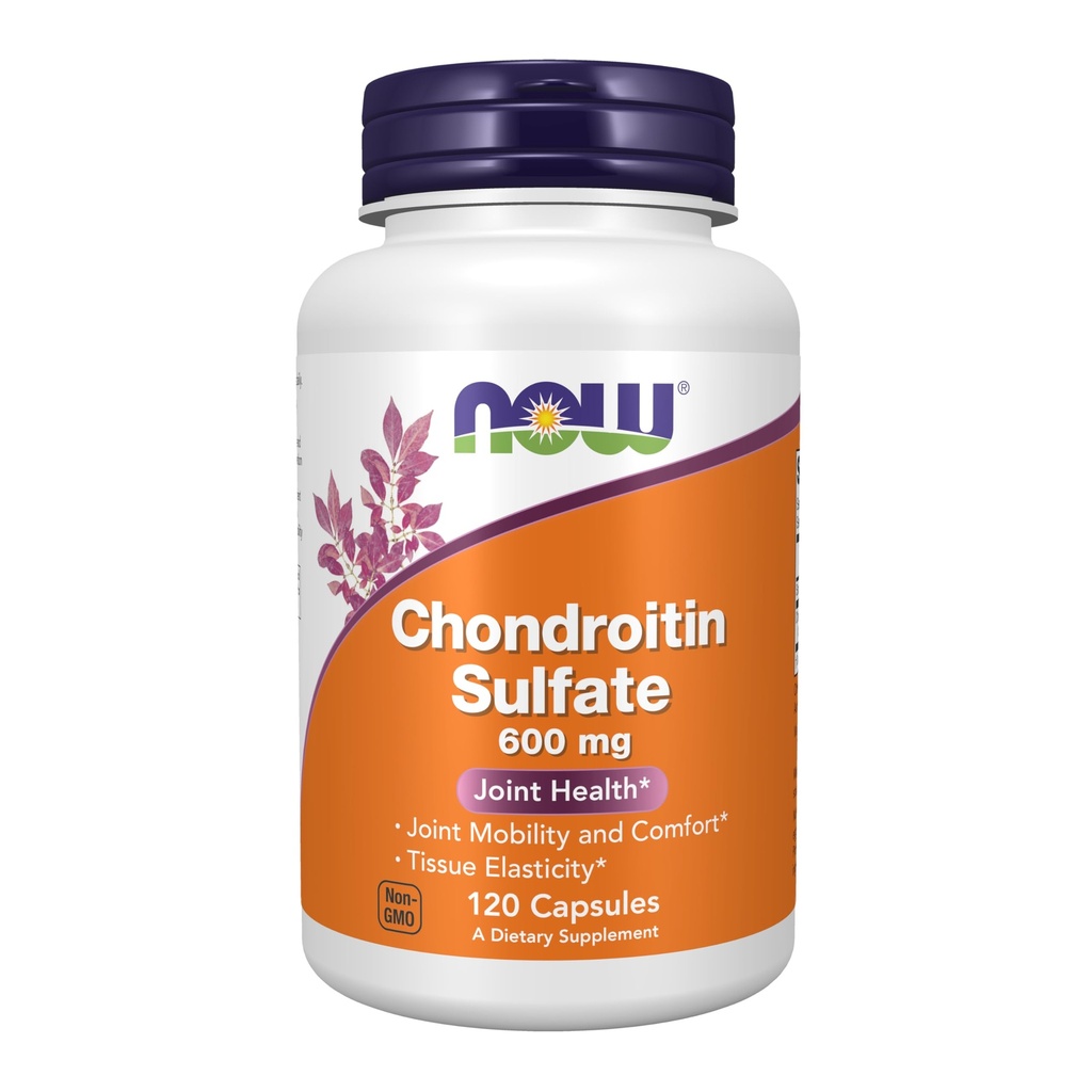 NOW Συμπληρώματα Τροφίμων, Chondroitin Sulfate 600 mg (ένα Glycosaminoglycan), Κοινή Υγεία *, 120 Κάψουλες