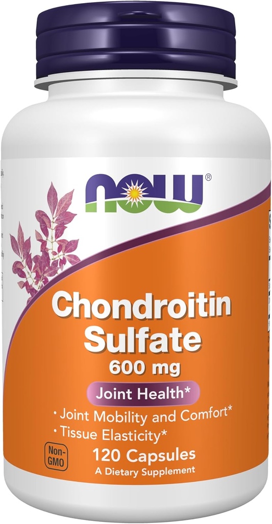NOW Συμπληρώματα Τροφίμων, Chondroitin Sulfate 600 mg (ένα Glycosaminoglycan), Κοινή Υγεία *, 120 Κάψουλες