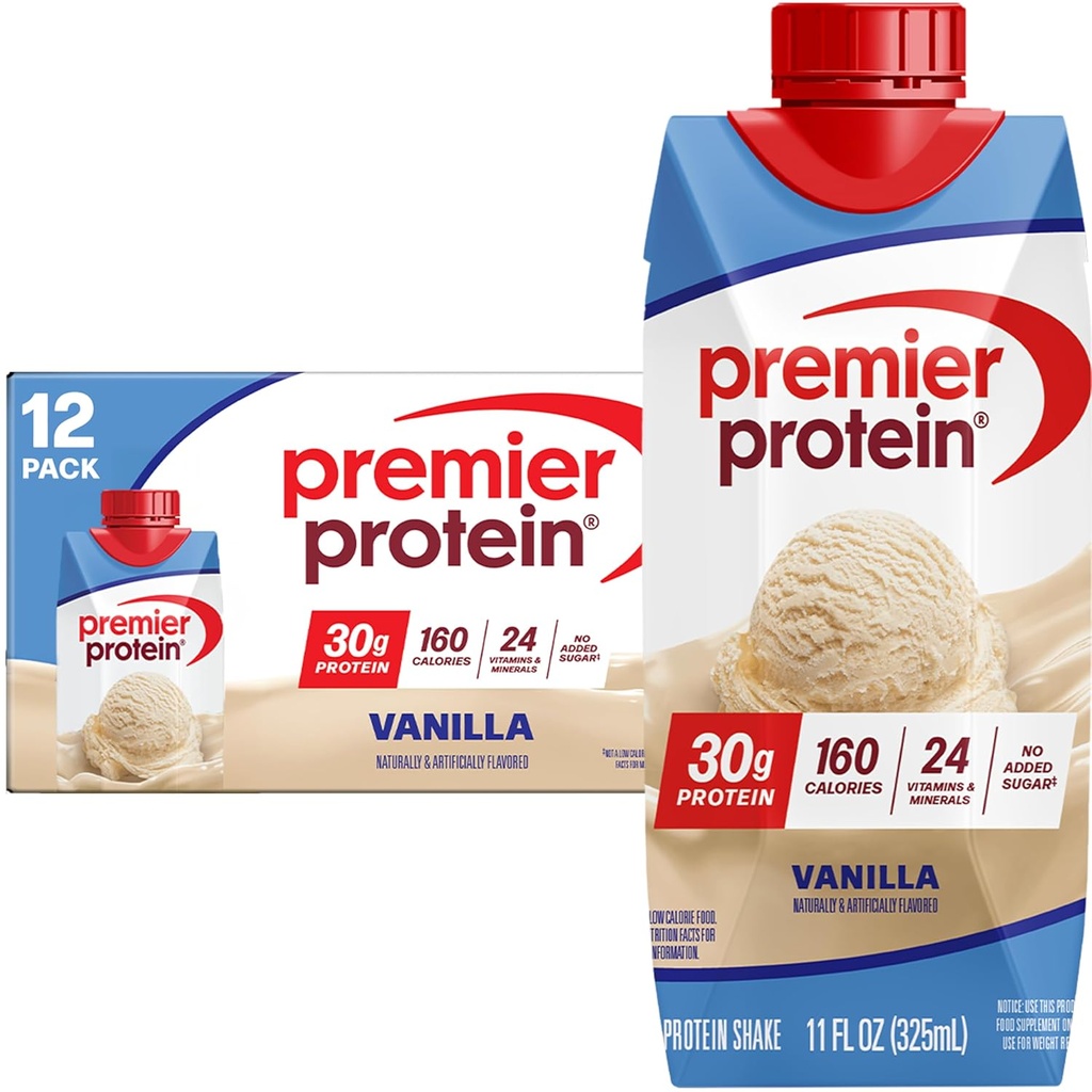 Premier Protein Shake, Vanilla, 30g Protein, 11 fl oz, Συσκευασία των 12 (Συσκευασία Μαΐου Vary)