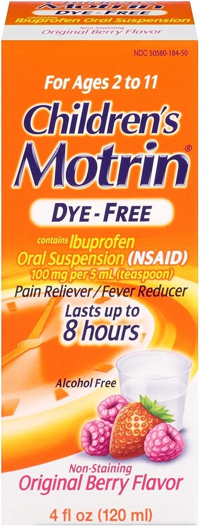 Motrin Παιδική Βαφή Δωρεάν Πόνος Reliever και Πυρετός Reucer, 4 ρευστή ουγγιά (5 Pack)